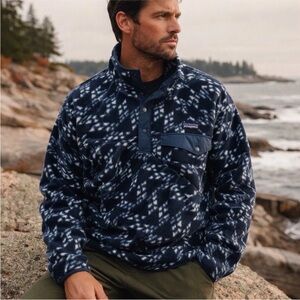 Patagonia Synchilla Snap-T Mens L Navy Geometric Fleece Pullover 25551 FA24